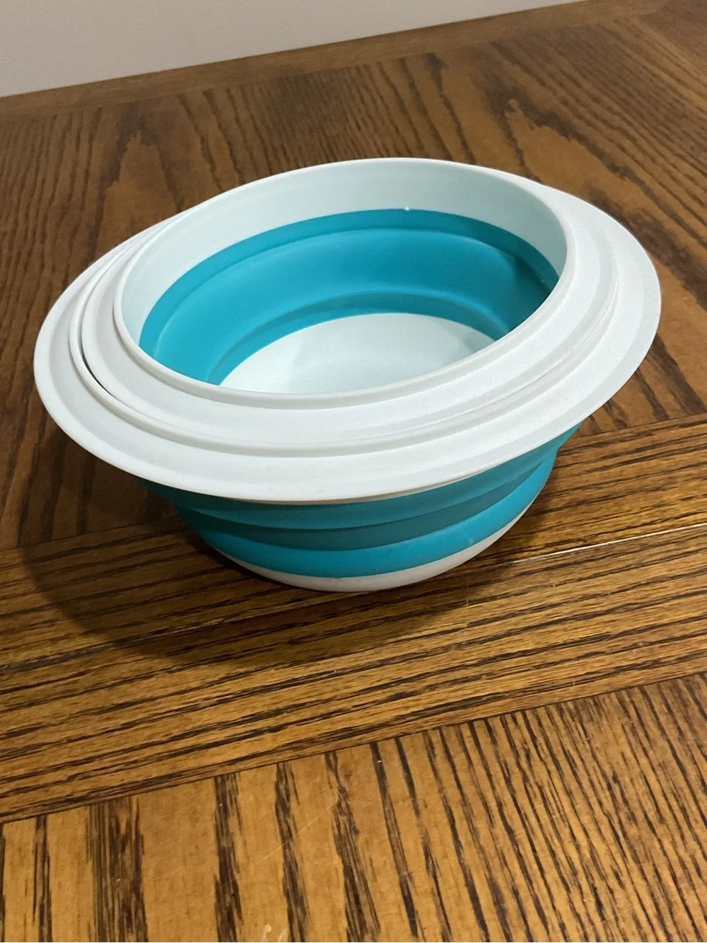 Collapsible Silicone Snack Bowls - Teal & White (Set of 2)